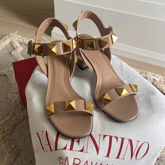 Valentino Garavani Shoes - Valentino Garavani Gold and Tan Sandals
